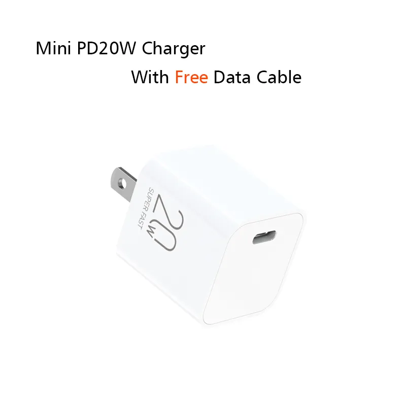Free Cable PD 20W USB Wall Charger US Plug Mini Type C Fast Charging Block With FCC ETL Certification For Mobile Phone Charger