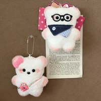 Porte-clés Ours en Peluche Mignon Kawaii DIY à Habiller, Pendentif de Sac Ours en Peluche Doux et Moelleux, Breloque Animale pour Décoration de Sac à Dos, Cadeau