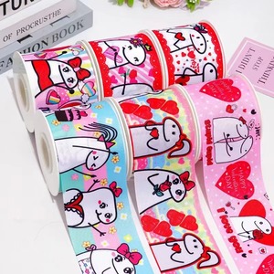 OKAY New Arrival Custom <strong>Easter</strong> <strong>Ribbon</strong> Rabbit and Egg Design 100% Polyester Minimum Order 100 Yards Gossgrain Fabric - Product Image 3
