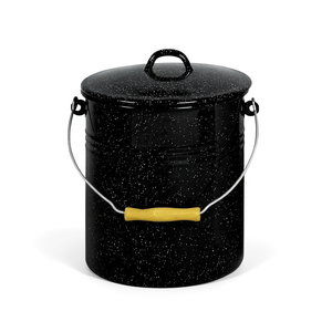 Cubo con tapa 10 L 32 cm 25 cm esmaltado negro moteado - Product Image 2