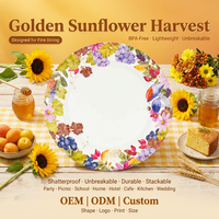 OEM ODM Waterverf Druiven Paddenstoel Melamine Servies Herfstbord 8" Rond Plat Bord voor Dessert Kaas Charcuterie Café Gebruik