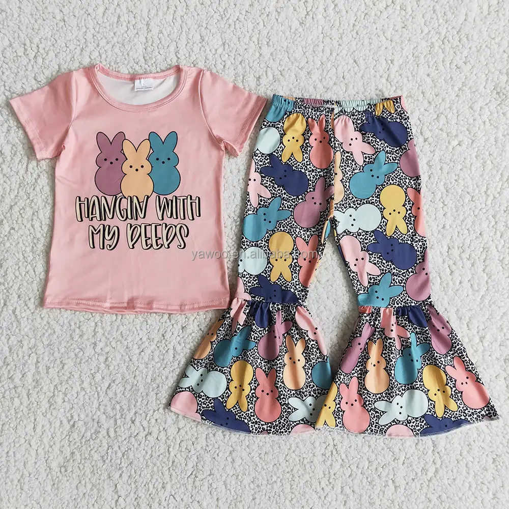 Heißer Verkauf RTS no moq Frühlings kind süße Kleidung setzt Kinder Kleinkind Hasen Kleidung Baby Mädchen Ostern Outfits