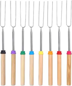 Nhà máy chuyên nghiệp Telescopic BBQ ngã ba <span class=keywords><strong>Marshmallow</strong></span> rang Gậy smoes gậy với tay cầm bằng gỗ 31 đến 81cm - Product Image 1