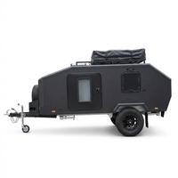 Camping-car teardrop tout-terrain pour 4 personnes avec salle de bain et cuisine, remorque légère en aluminium
