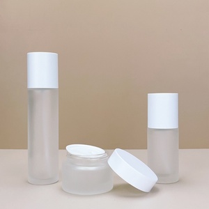 Luxury Skincare Packaging Glass Face Cream Jar and Bottle <b>Set</b> 50ml 100ml 120ml 50g Lotion Frosted Cosmetic Glass Bottle - Product Image 4