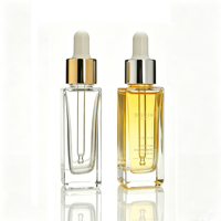 Flacon compte-gouttes carré en verre à nervures verticales transparentes, flacon en verre de luxe pour sérum et huile essentielle, emballage cosmétique, logo personnalisé
