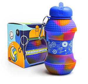 Unisex <b>Collapsible</b> Silicone <b>Water</b> <b>Bottle</b> Sports Golf Shaped BPA Free Straw Type Flowing Running Camping Outdoor Drinking - Product Image 3
