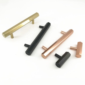 Kolu ve topuzu MLP34 T Bar mobilya donanım gül altın ve siyah altıgen çekme kolu - Product Image 2