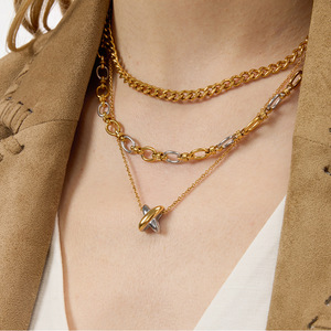 Collier en acier titane coloré avec pendentif géométrique pour femme, bijoux à porter au quotidien - Product Image 2