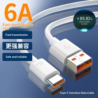 Câble de charge super rapide 66W 6A USB-A/Type-C pour téléphones mobiles avec transfert de données