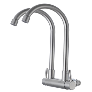 <span class=keywords><strong>Robinet</strong></span> de cuisine <span class=keywords><strong>mural</strong></span> à <span class=keywords><strong>double</strong></span> poignée, eau froide, chrome, S06, <span class=keywords><strong>double</strong></span> <span class=keywords><strong>sortie</strong></span>, tuyaux pivotants, <span class=keywords><strong>robinet</strong></span> de cuisine à eau froide unique - Product Image 2