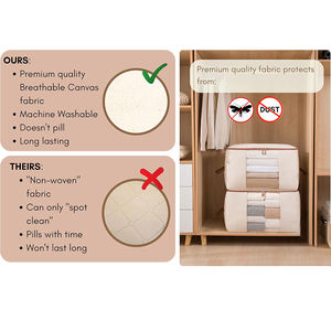 Saisonale Aufbewahrungstaschen aus Segeltuch für Bettdecken, faltbar, mit Reißverschluss, Organizer mit Sichtfenster, große Kapazität, OEM ODM für Großhandel - Product Image 2