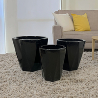QUNHAO B2193 Pot Bunga Keramik Berlapis Putih Hitam Ramah Lingkungan untuk Dalam/Luar Ruangan Ukuran L Desain Modern untuk Tanaman Sukulen di Rumah