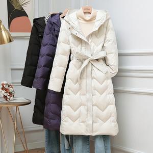 Chaqueta larga con capucha para mujer, abrigos largos <span class=keywords><strong>de</strong></span> lujo con plumón ligero para invierno - Product Image 3
