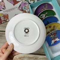 Ensemble de 6 assiettes à dessert en porcelaine à motifs végétaux, ensemble cadeau, assiettes à goûter pour le thé de l'après-midi, design rétro luxueux, passe au micro-ondes