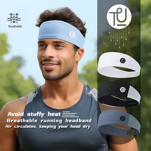 TU Unisex Breathable Non-Slip Wide Fitness Hair Band Polyester Gym Sweat Wicking Men Headband Sport Women Exercise Head Band