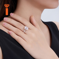 Emerald geslepen VVS Moissanite ring S925 zilver pavé band GRA gecertificeerd, slaagt voor diamanttest, verlovingsjuweel voor dames
