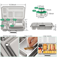 AOHEA-Boîte à lunch en acier inoxydable anti-fuite pour enfants, 5 compartiments, lavable au lave-vaisselle, avec couvercle en silicone