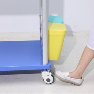 Power Flower Blue Aluminium + Abs Plastic Multifunctionele Medische Behandeling Kar Lade Afvalbakken Ziekenhuis Trolley - Product Image 3
