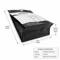 Sac en Mylar mat imprimé avec logo personnalisé, avec fermeture à glissière, pour écouteurs, câbles USB, accessoires informatiques et de projecteur