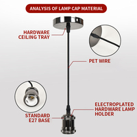 Support de lampe rétro industriel en aluminium, douille E27 Vintage 1m fil de vis Base en aluminium pour éclairage intérieur Bar décoration de la maison