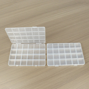 24 Compartment Plastic Storage Box For Beads Jewelry Nail Art 19x13x1.5cm Desktop Organizer With Lid - Product Image 1