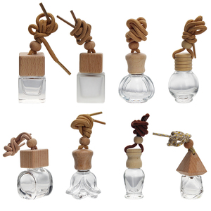 Botella vacía colgante reutilizable para ambientador de coche, difusor de perfume para coche, botella de vidrio reutilizable para aceites esenciales, colgante de fragancia. - Product Image 1