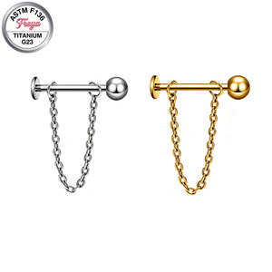 Anillos de Titanio ASTM F136 Freya para Pezones de <span class=keywords><strong>Mujer</strong></span>, con Cadena Colgante, Barra Recta, Joyería Sexy para <span class=keywords><strong>Piercing</strong></span> Corporal, Chapado en Oro - Product Image 2
