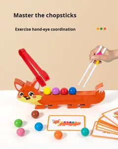 Jeu de société éducatif en bois pour le tri et la concentration des couleurs, avec perles à clipser Crocodile et Renard - Product Image 4