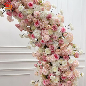 Arche de fleurs en soie rose à une seule face, très vendue, 8 pieds, personnalisable, support de toile de fond artificielle pour mariage et fête - Product Image 2