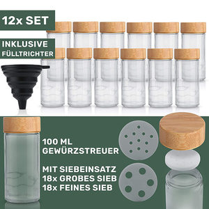 Nouveau modèle Contenants d'assaisonnement de 4oz Pot à épices Bouteille shaker avec couvercle en bois de bambou Ensemble de pots à épices ronds en verre - Product Image 2