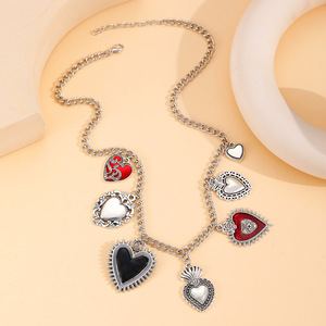 Collana con Ciondolo a Cuore Sacro Moyamiya, Catena con Charm Cristiano, Placcata in Oro 18k e Argento 925, Set Choker Unisex - Product Image 3