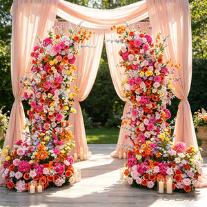Custom Eco-friendly Durable Artificial Flower <b>Arch</b> Metal <b>Frame</b> Wholesale Romantic Style Silk Flower <b>Arch</b> for Wedding Aisle - Product Image 1