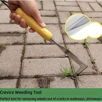Arrancador de Malezas de Jardín, Acero Inoxidable, Mango de Madera, Herramienta Manual para Jardinería, para Desherbar y Trabajar el Suelo en Exteriores