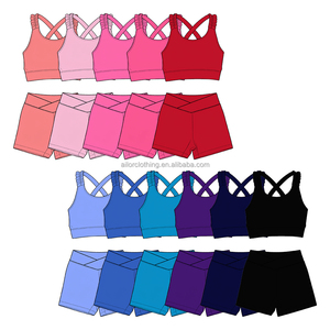 Vêtements de sport respirants pour enfants en gros en stock – Ensemble de tenue de tennis pour filles avec soutien-gorge de yoga en tissu doux et short de course – Faible MOQ - Product Image 4