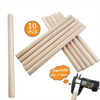 Tiges de chevillères en bois non finies, bâtons ronds en bois dur, pour artisanat, support de gâteau à étages, baguettes à ruban de mariage, piquets
