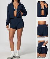 Ensemble de sport pour femmes à capuche et fermeture éclair, couleur unie, coupe ample, deux pièces, décontracté, fitness, yoga, nouvelle collection automne