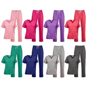 HZMNOI Women's Scrub Set V-Neck Top And Pants Moisture Wicking Hospital Uniforms For Nurses Doctors - Product Image 5