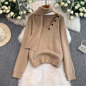 女式v领围裙高腰长裤优雅休闲2件套女士风格两件套女士套装 - Product Image 4