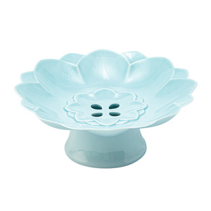 Plateau à fruits en céramique en forme de fleur, plateau à thé rétro de luxe en porcelaine pour servir des bergamotes et des citrons, plat élégant avec drain intégré - Product Image 5