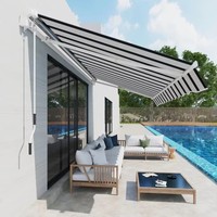 Auvent rétractable de luxe motorisé en aluminium avec tissu acrylique imperméable pour patio, fabriqué en usine