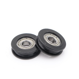 Rodillo de puerta de polea fija R4ZZ Rueda de polea de nailon de plástico R4 Rueda de polea de ranura en U para puertas corredizas de vidrio 6,35*23,35*7mm - Product Image 4