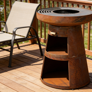 Barbecue d'extérieur en acier Corten avec brasero, <span class=keywords><strong>table</strong></span> de cuisson, foyer et <span class=keywords><strong>plancha</strong></span> - Product Image 6