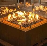 Table de foyer extérieur LFSS en acier inoxydable au gaz naturel, modèle sans fumée pour barbecue et fêtes
