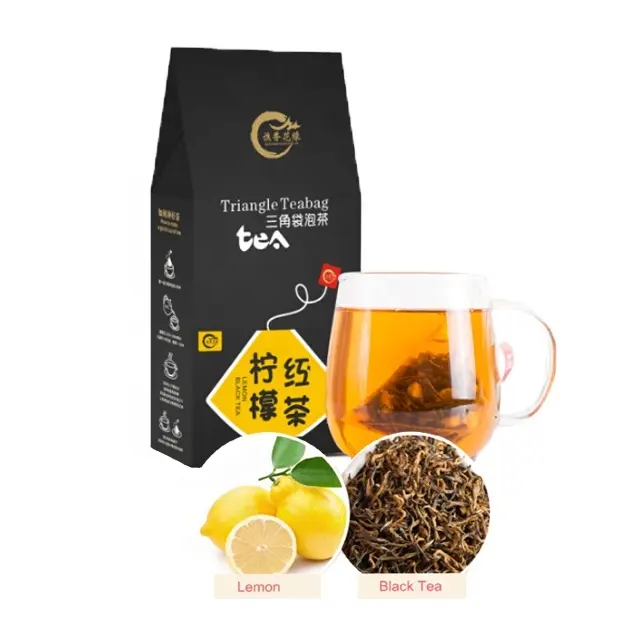 Private label organic lemon black tea herbal blended flavor loose dried leaf detox tea healthy beauty tea