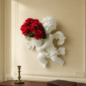 Jarrón de Pared de Resina con Diseño de Querubín Blanco Personalizado para Decoración Floral de Sala de Estar - Product Image 3