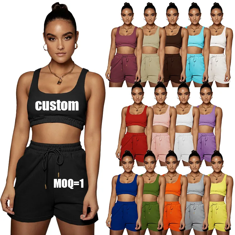 Custom Logo Casual New Arrival Set Summer Spring 2024 Women S Clothing Biker Vest Shorts Outfits Two Piece Set Women'S Sets
