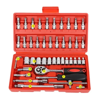 Ensemble d'outils de réparation automobile et domestique professionnel de 46 pièces, comprenant des meuleuses, des perceuses, des tournevis, des outils à main, un coffret combiné rigide CR-V OEM