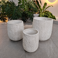 Pot de fleurs en oxyde de magnésium blanc fait main avec texture cratère lunaire, pot de plantes pour patio, balcon, jardin et décoration intérieure