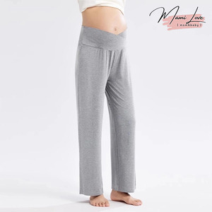 Pantalones de Maternidad Casuales de Color Liso, de Pierna Ancha, Elásticos, <span class=keywords><strong>para</strong></span> Estar <span class=keywords><strong>en</strong></span> <span class=keywords><strong>Casa</strong></span> o Trabajar, Pantalones de Embarazo - Product Image 1